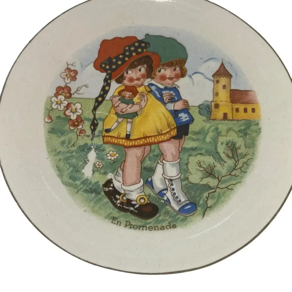 Childrens Antique Plates Made in France Whimsical